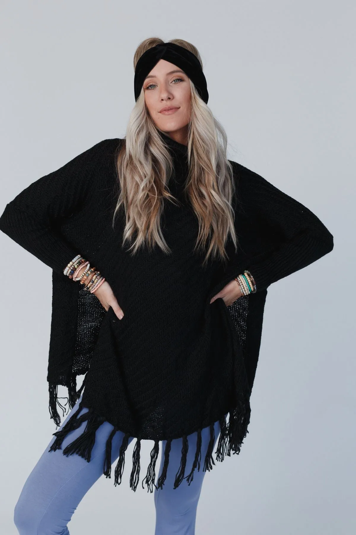 Paloma Poncho Sweater - Black