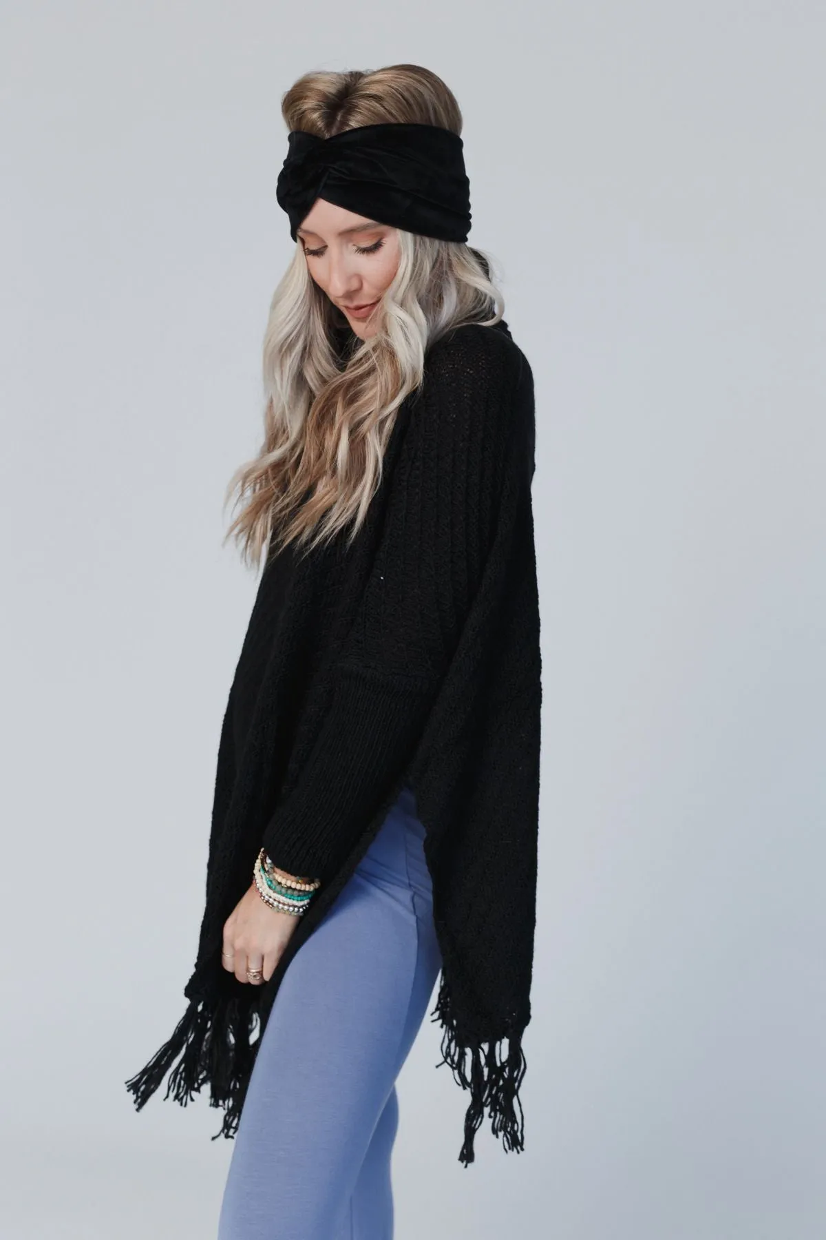 Paloma Poncho Sweater - Black