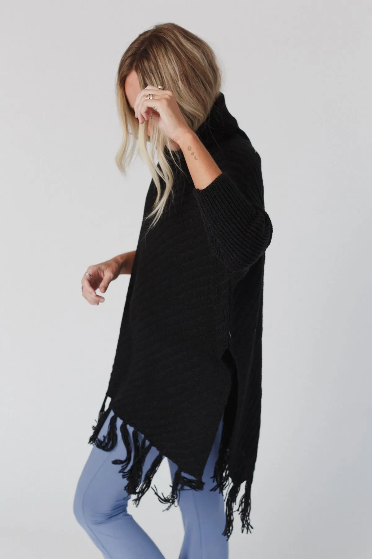 Paloma Poncho Sweater - Black