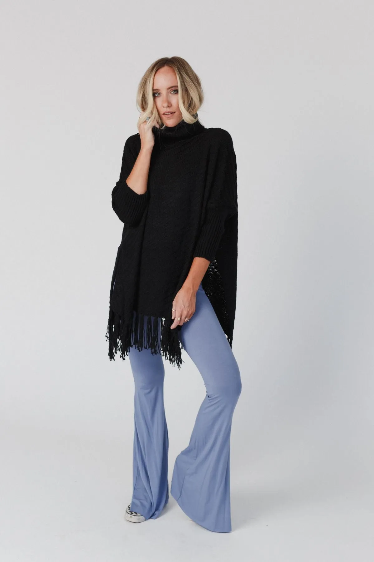 Paloma Poncho Sweater - Black