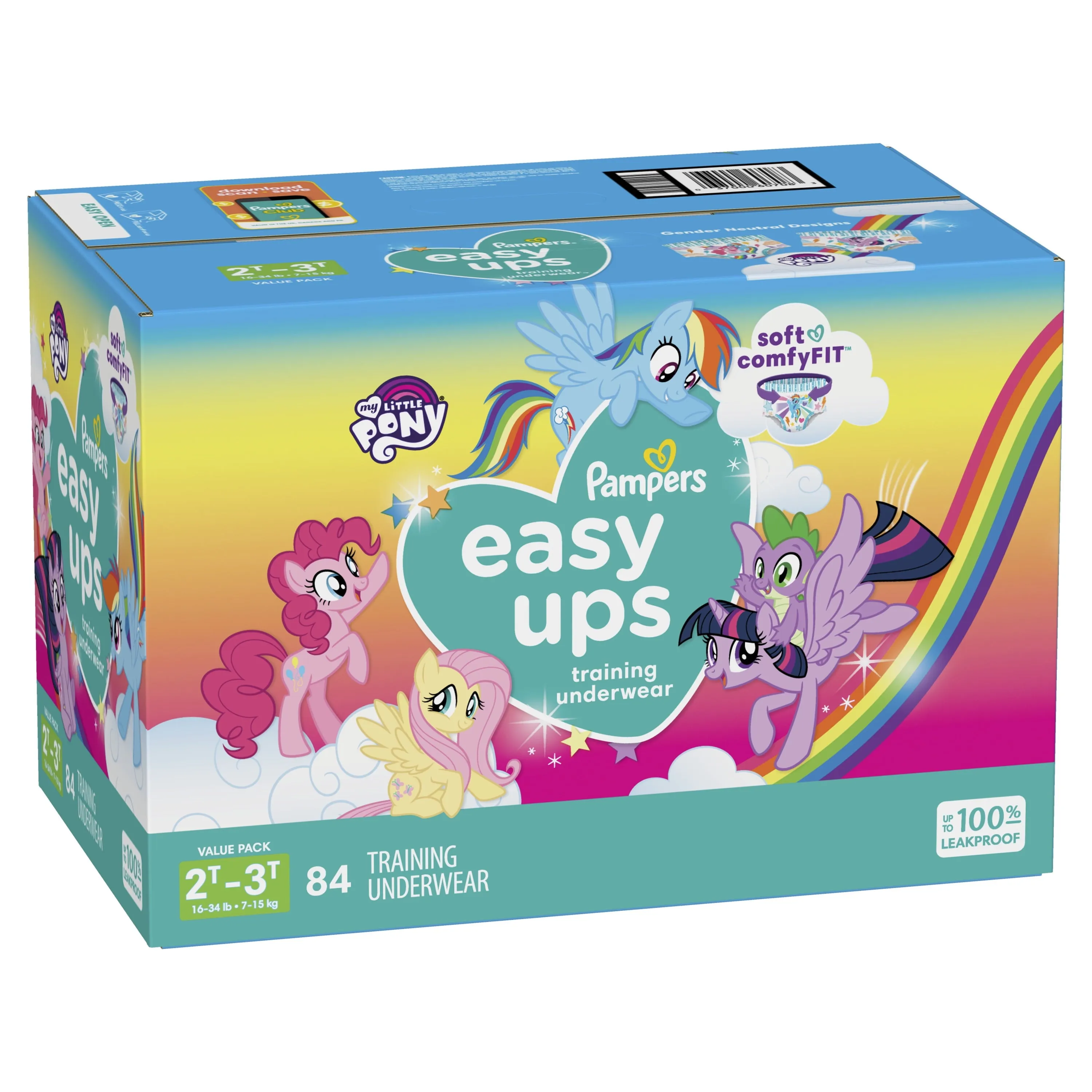 Pampers Easy Ups My Little Pony Training Pants Toddler Girls 2T/3T 84 Ct