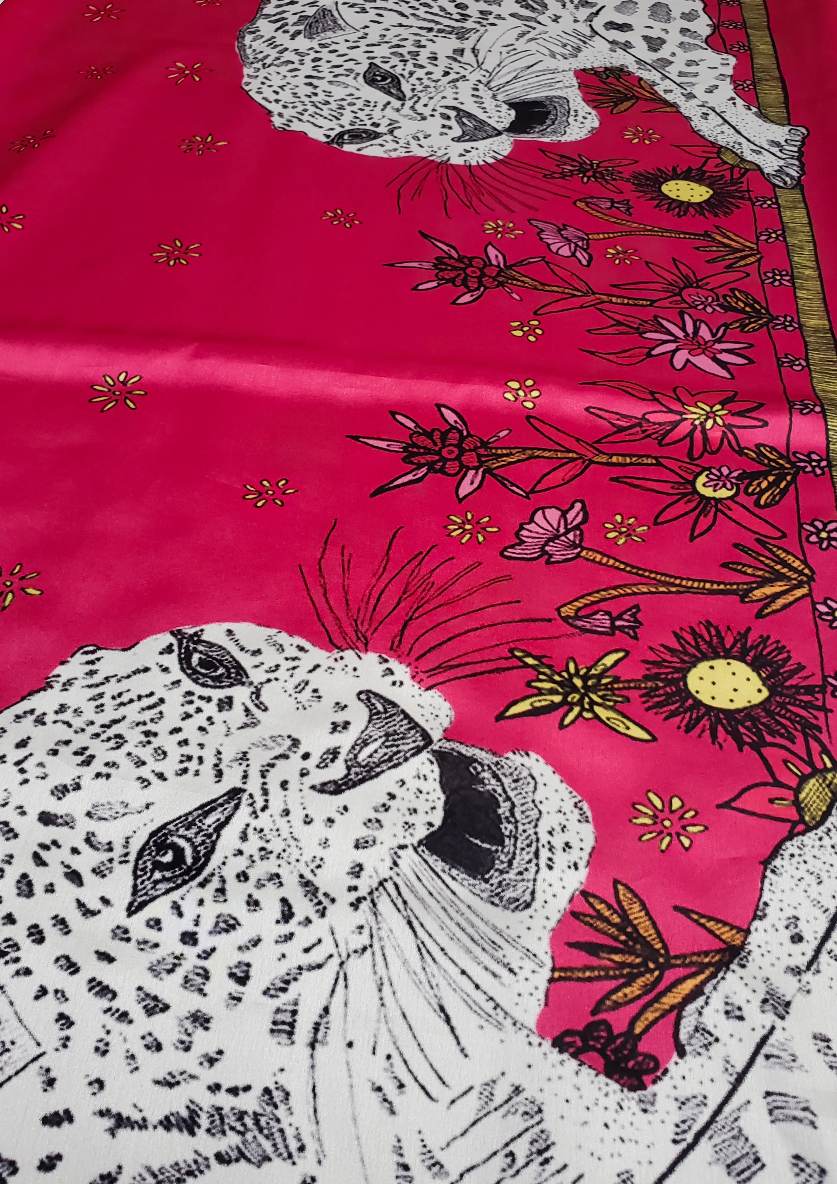 Panthera Pardus Ciscaucasia Silk Scarf Pink