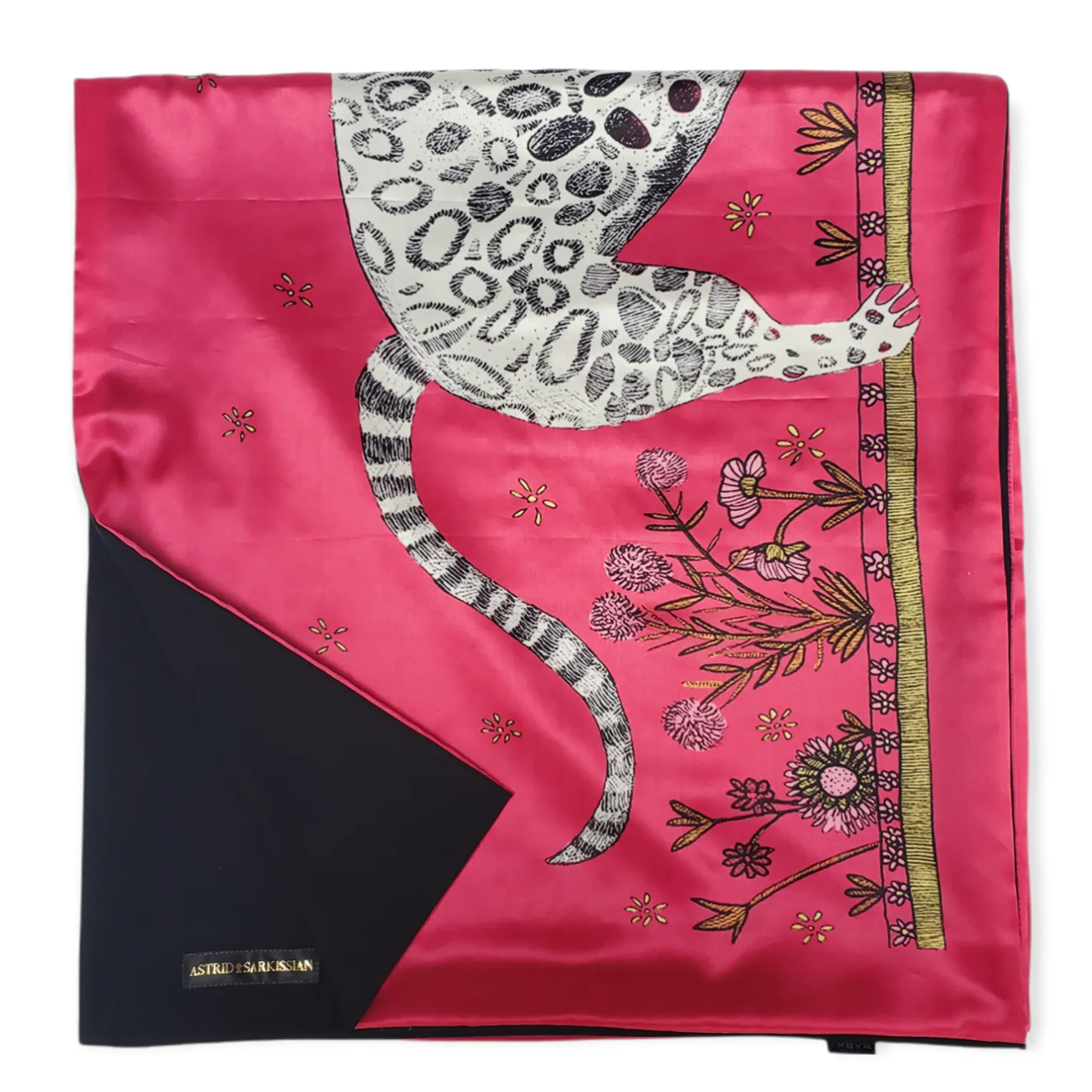 Panthera Pardus Ciscaucasia Silk Scarf Pink