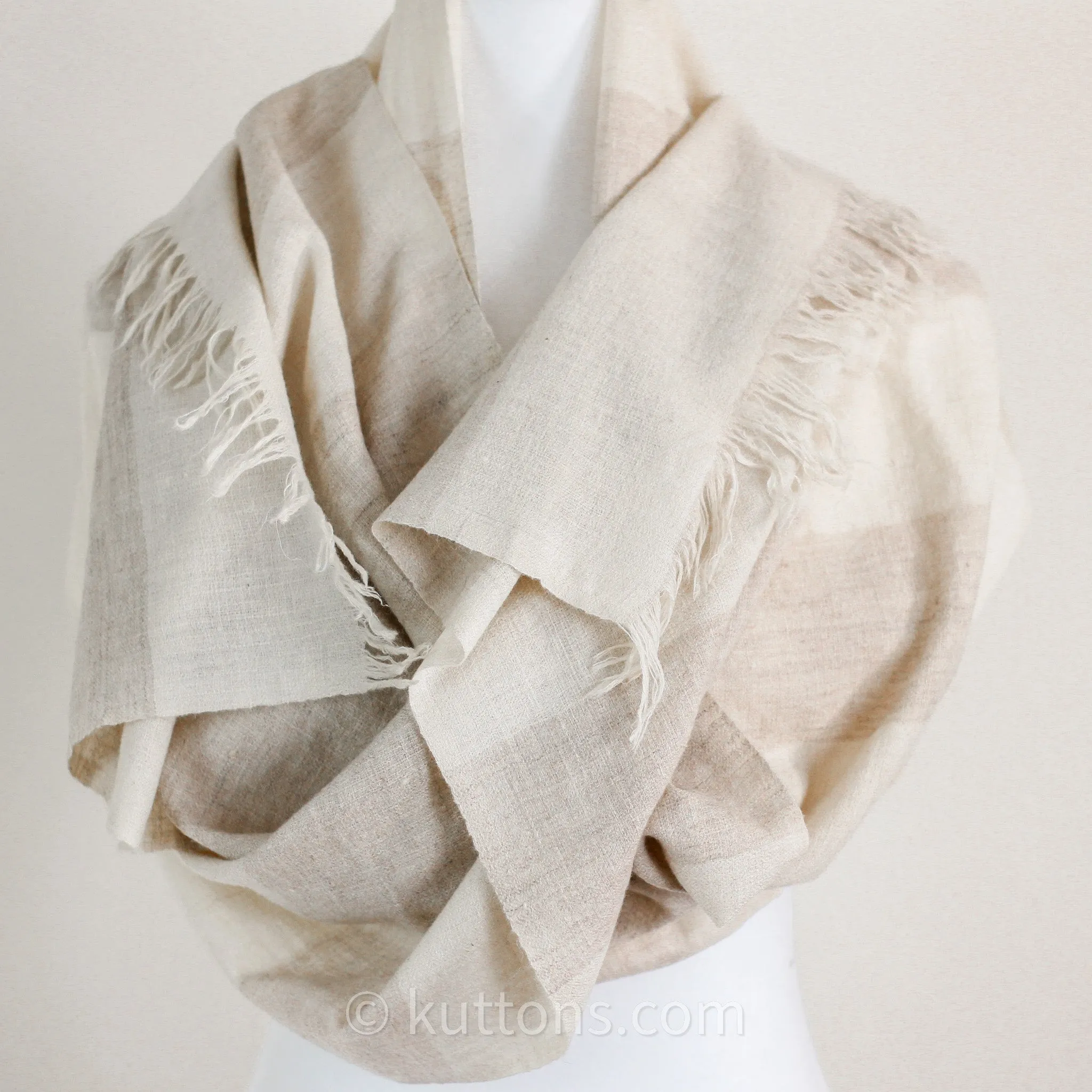 Pashmina Cashmere Scarf - Handspun & Handwoven Featherweight Soft 100% Pashmina Cashmere Stole from Ladakh, Himalayas | Cream, 14x82"