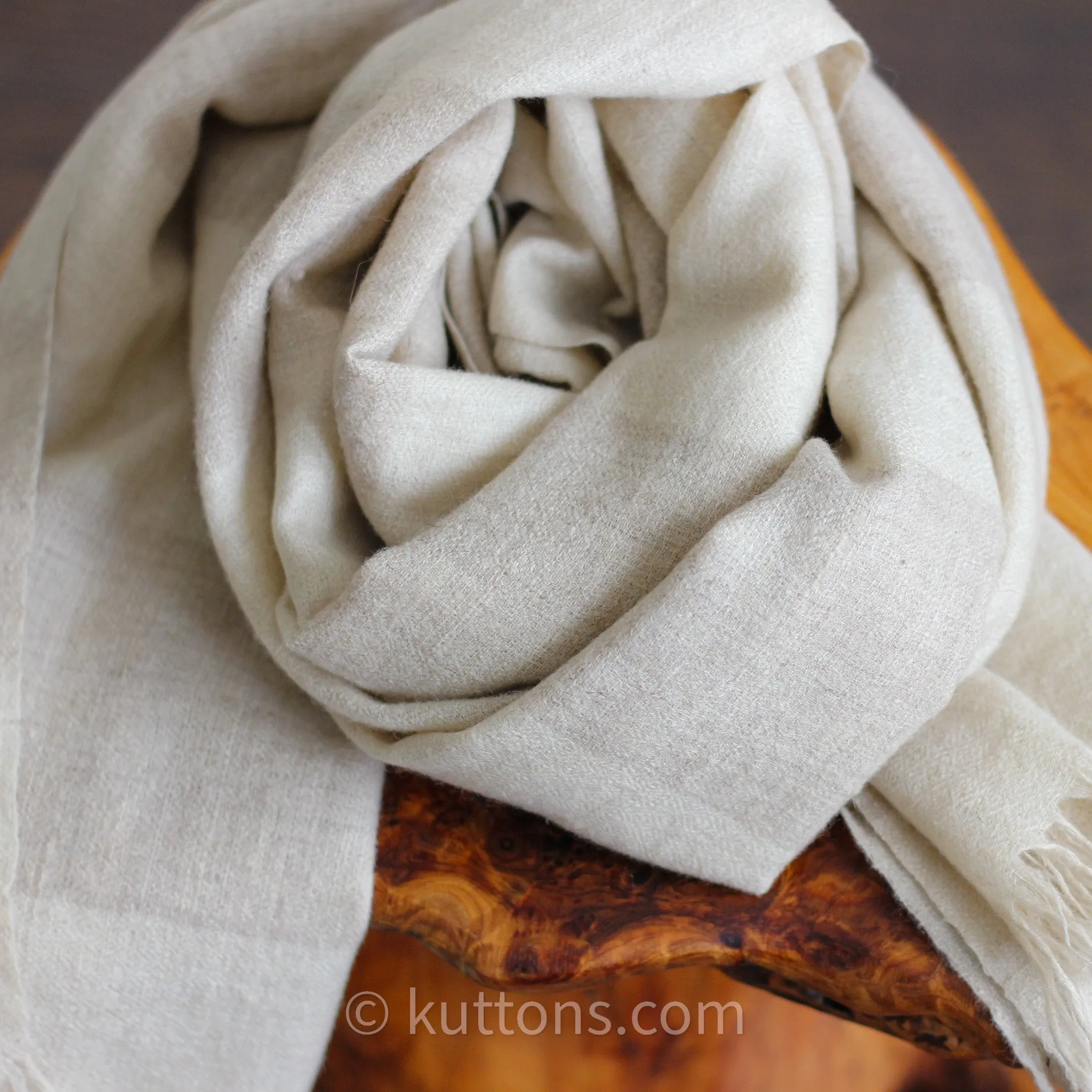 Pashmina Cashmere Scarf - Handspun & Handwoven Featherweight Soft 100% Pashmina Cashmere Stole from Ladakh, Himalayas | Cream, 14x82"