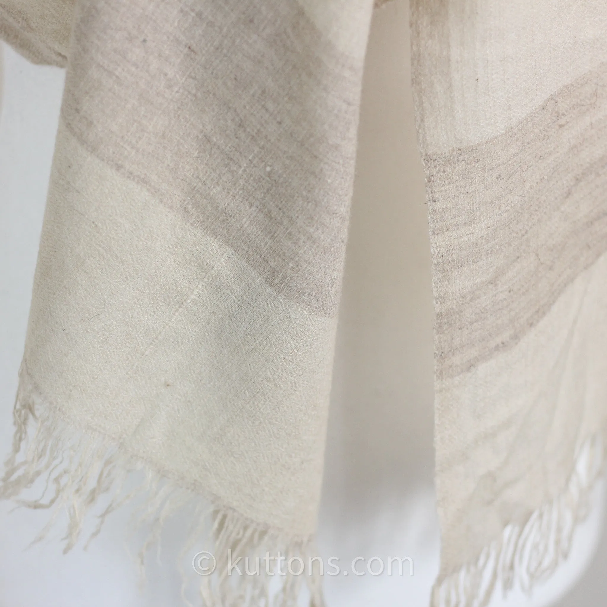 Pashmina Cashmere Scarf - Handspun & Handwoven Featherweight Soft 100% Pashmina Cashmere Stole from Ladakh, Himalayas | Cream, 14x82"