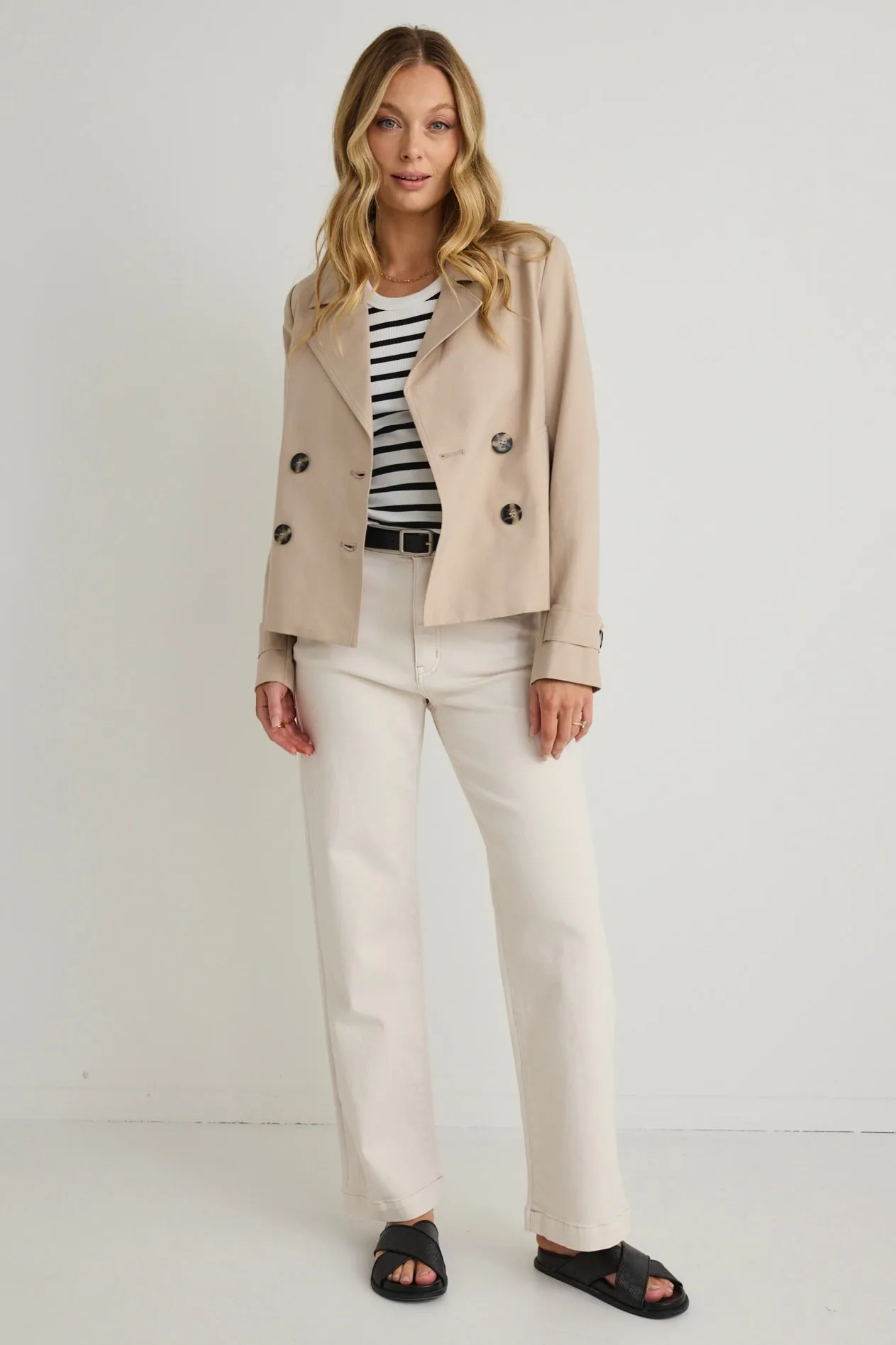 Pathway Taupe Cropped Trench Coat