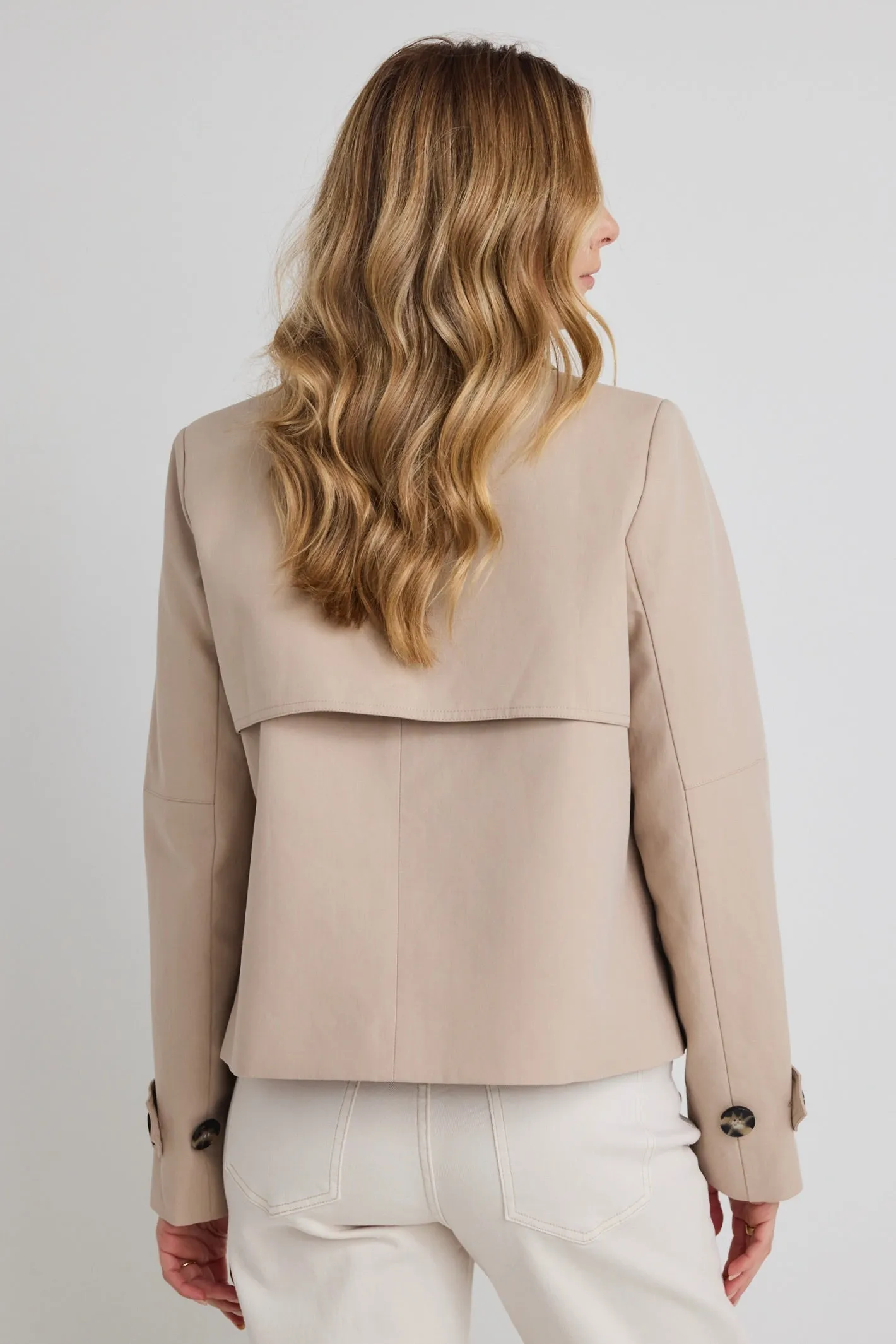 Pathway Taupe Cropped Trench Coat