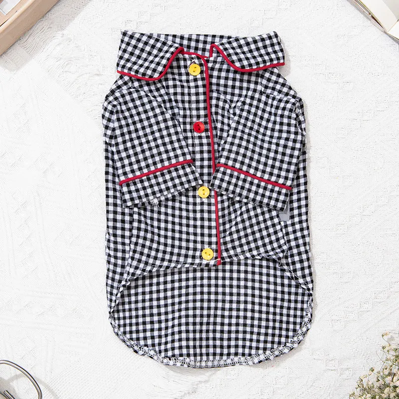 Pet Clothes Cat Clothing Plaid Pajamas Party