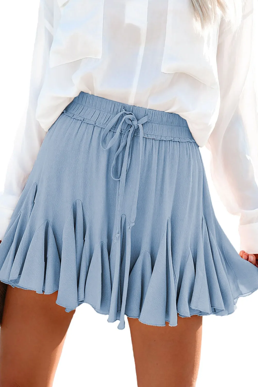 Pink Elastic Waist Pleated Skirt