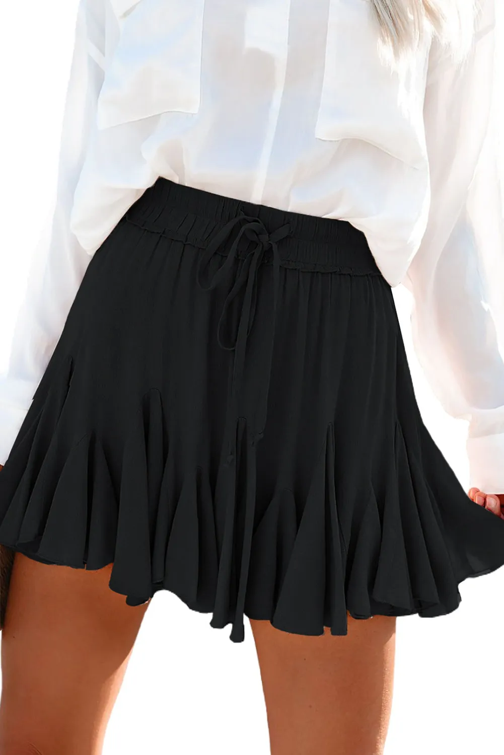 Pink Elastic Waist Pleated Skirt