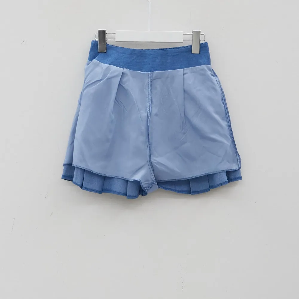 Pleated Denim Mini Skirt CJ08