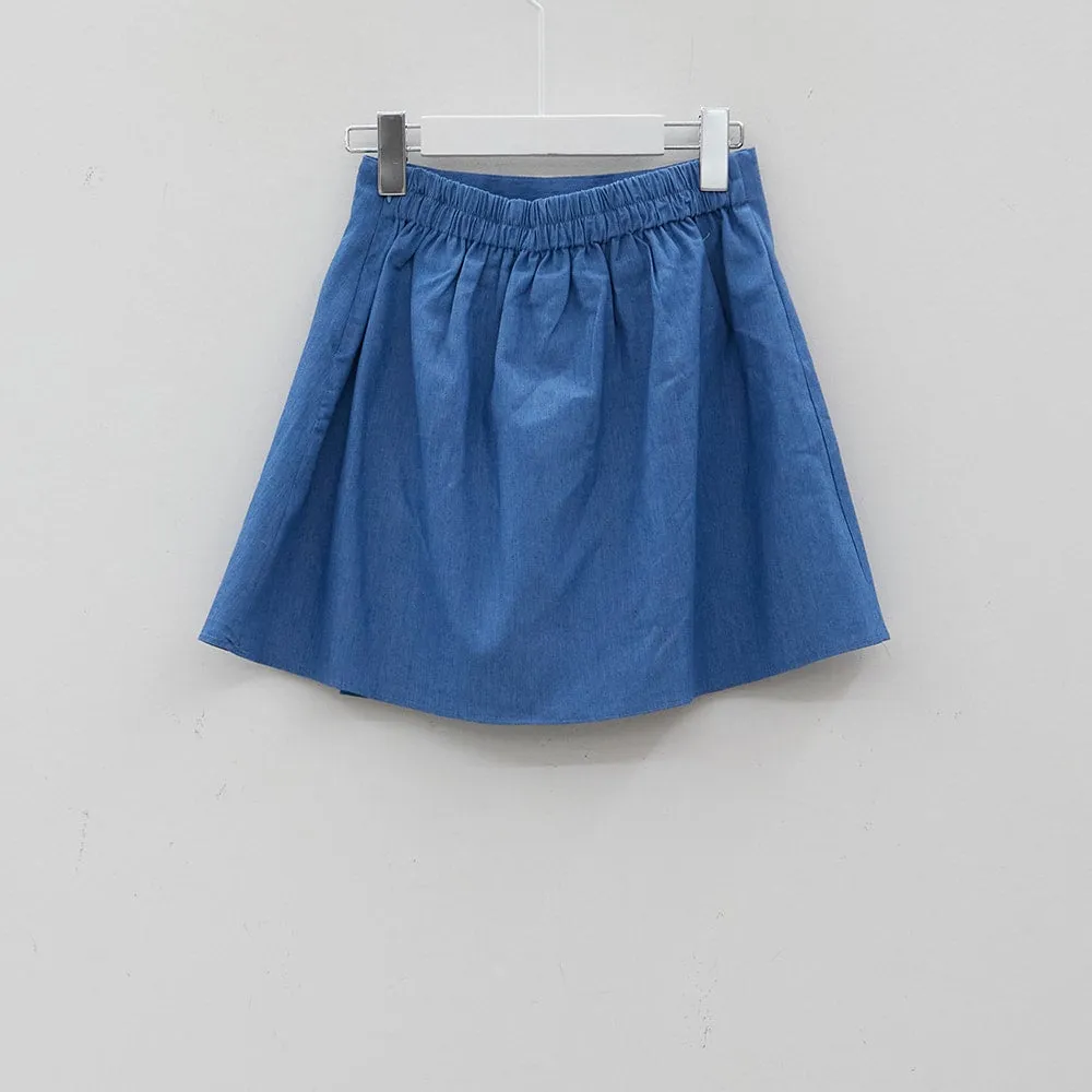 Pleated Denim Mini Skirt CJ08