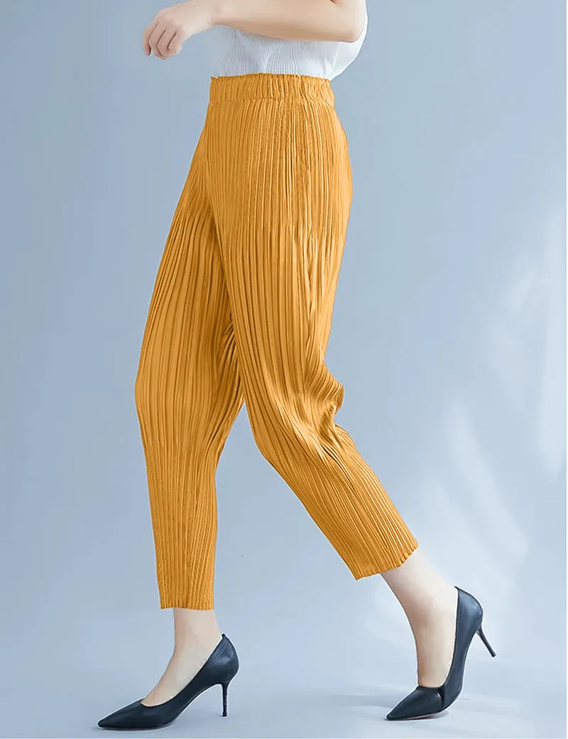 Pleated Narrow Pant - Mustard