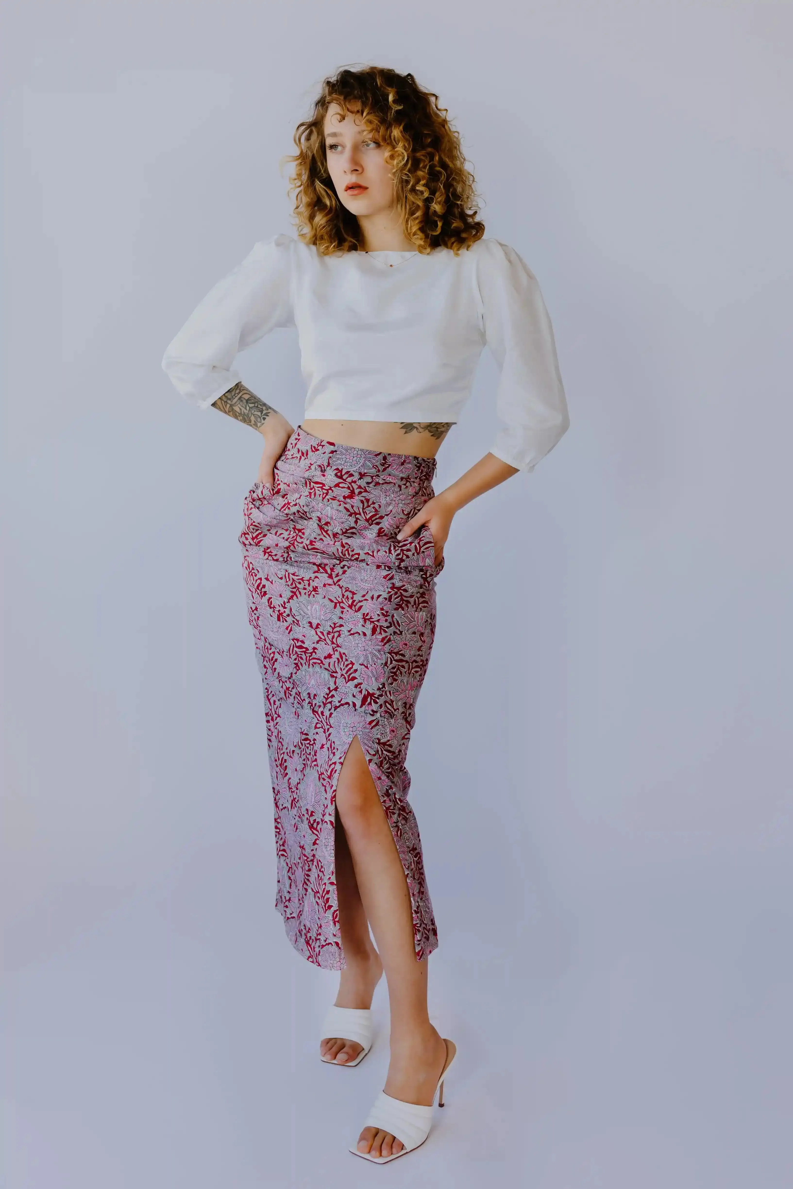 Pleated print skirt