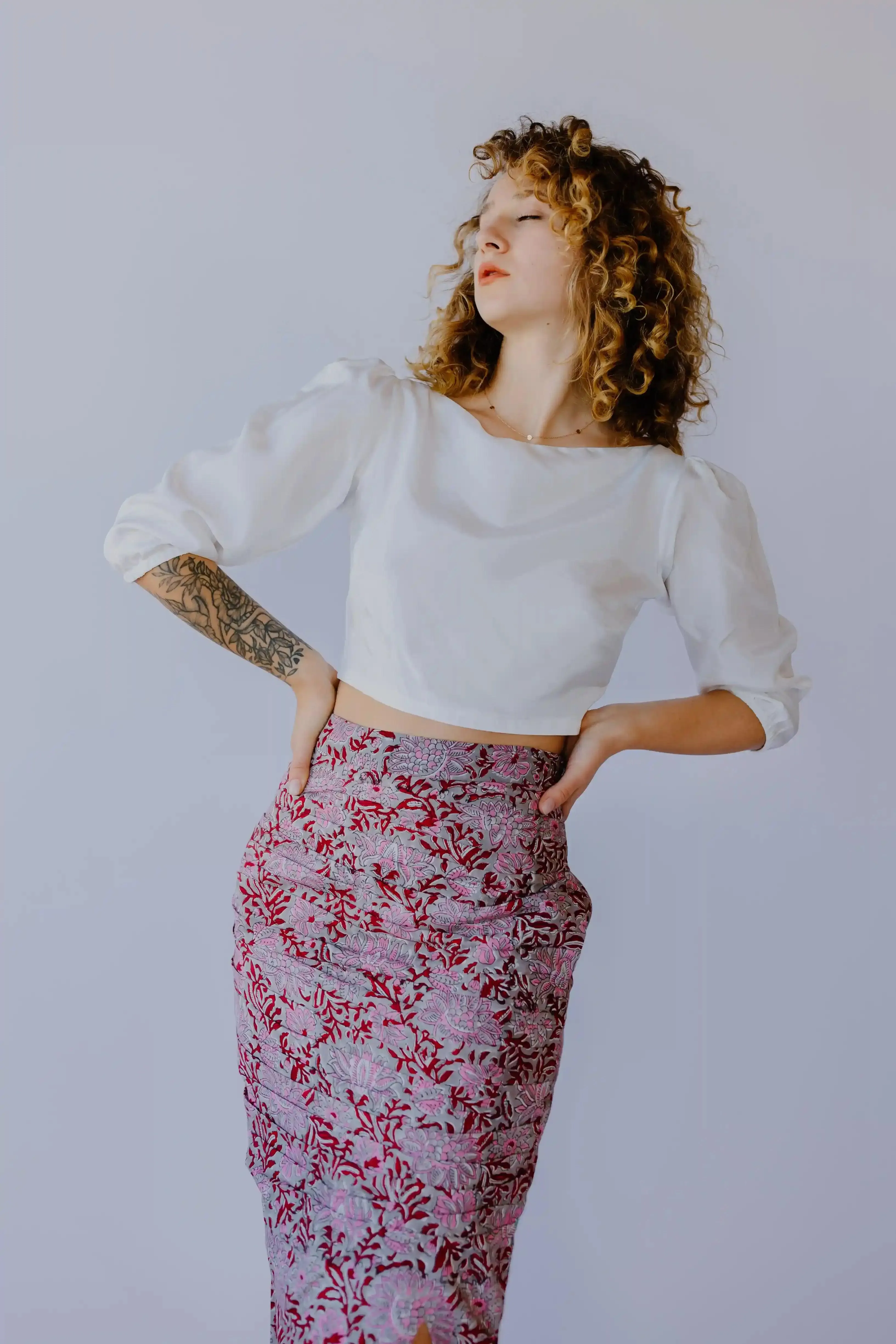 Pleated print skirt