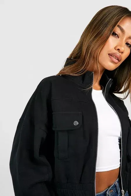 POCKET DETAIL BOMBER JACKET