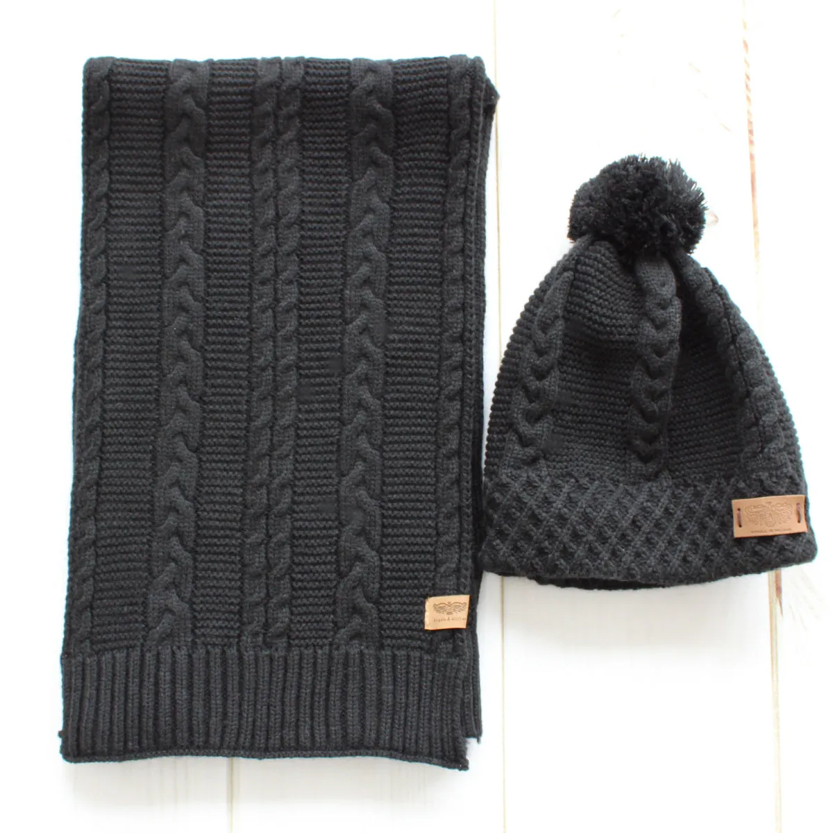 Pom Beanie and Scarf Set