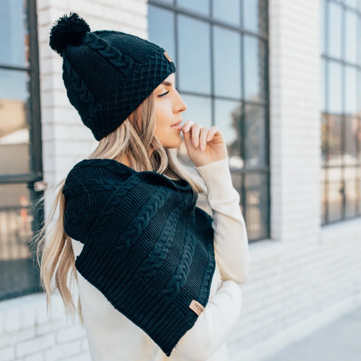 Pom Beanie and Scarf Set