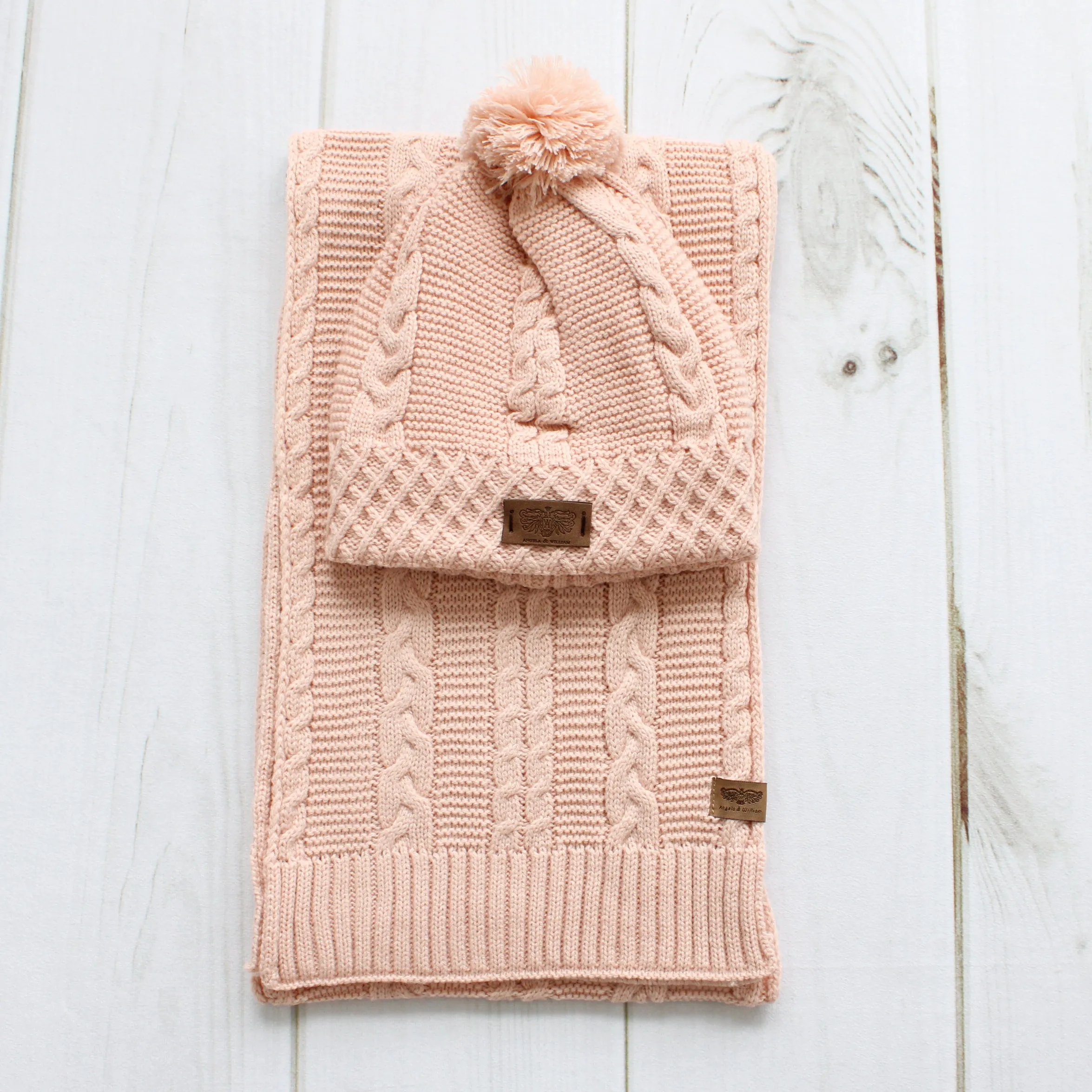 Pom Beanie and Scarf Set