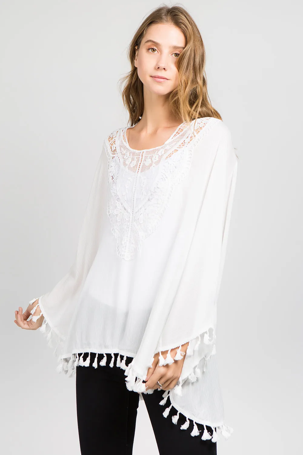 PP-8031 crochet detail tunic