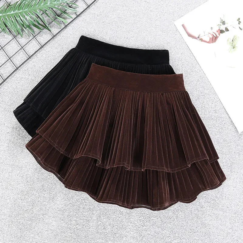 Pre Order:  Velvet Pleated Mini Skirt