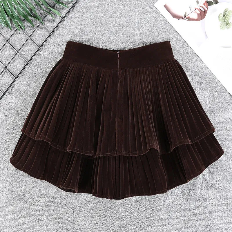 Pre Order:  Velvet Pleated Mini Skirt