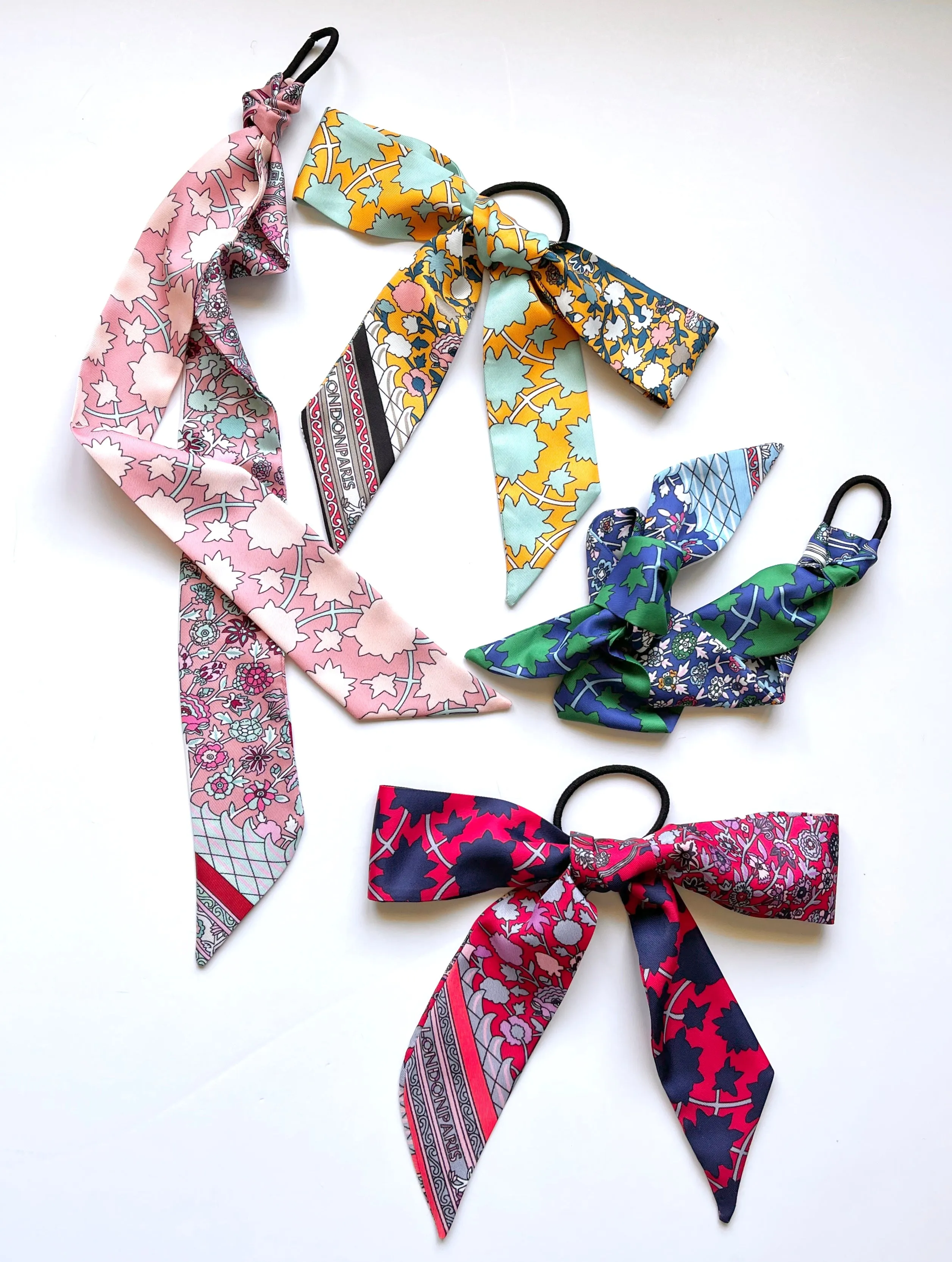 Printed Boho Tie Scarf | Pony Scarf | Hair Tie | Multiple Colors | Multi-Use Accessory | Luxury Designer Hair Accessories