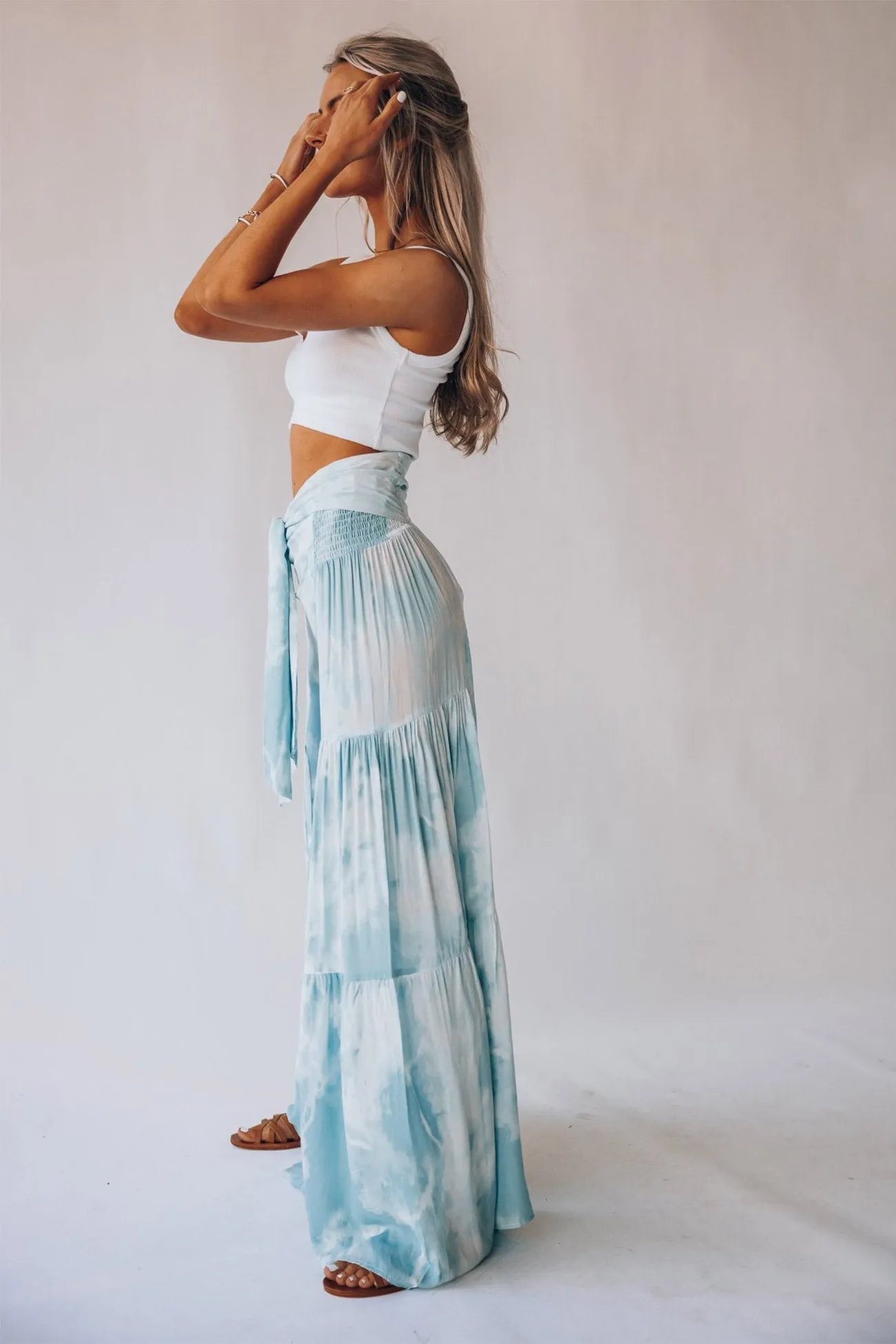 Printed Wide Leg Long Pants