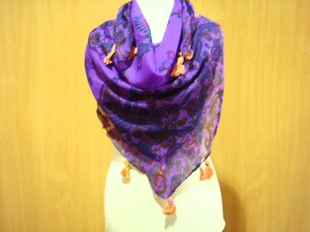 Purple Paisley - Printed Chiffon Scarf