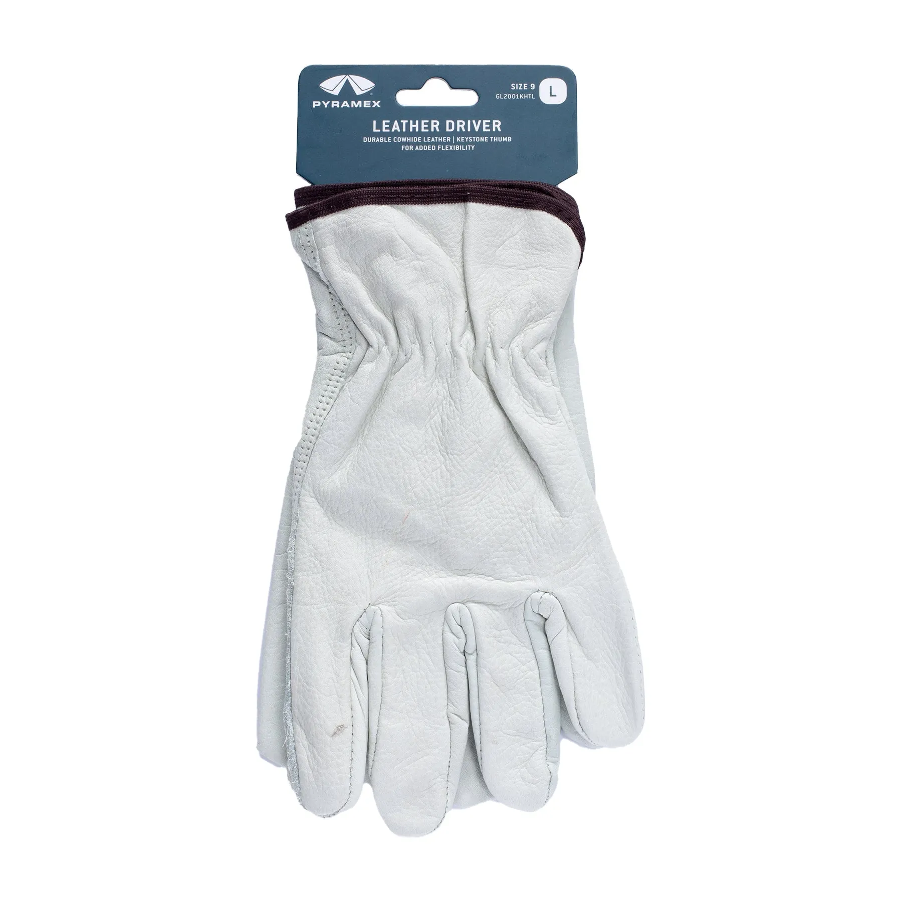 Pyramex Value Grain Cowhide Leather Keystone Thumb Driver Gloves - Hangtag - L