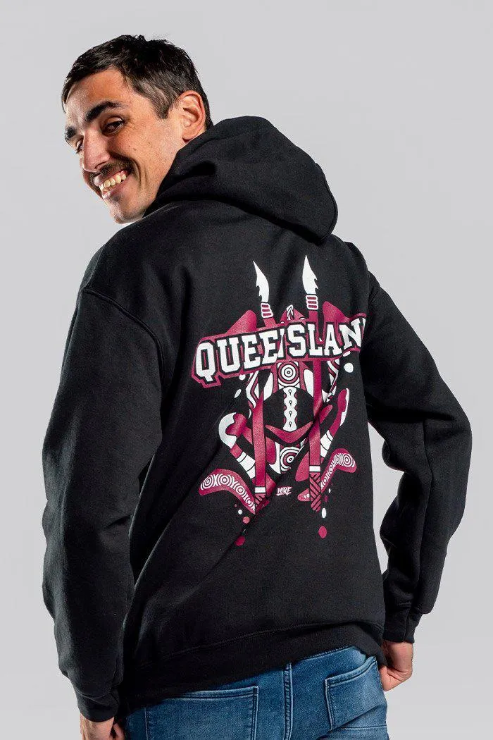 QLD Tribute Black Premium Cotton Blend Unisex Hoodie