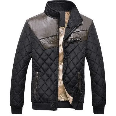 Quilted Jacket with Leather Insert