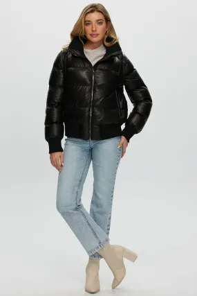 Quilted Leather Jacket with Detachable Sleeves