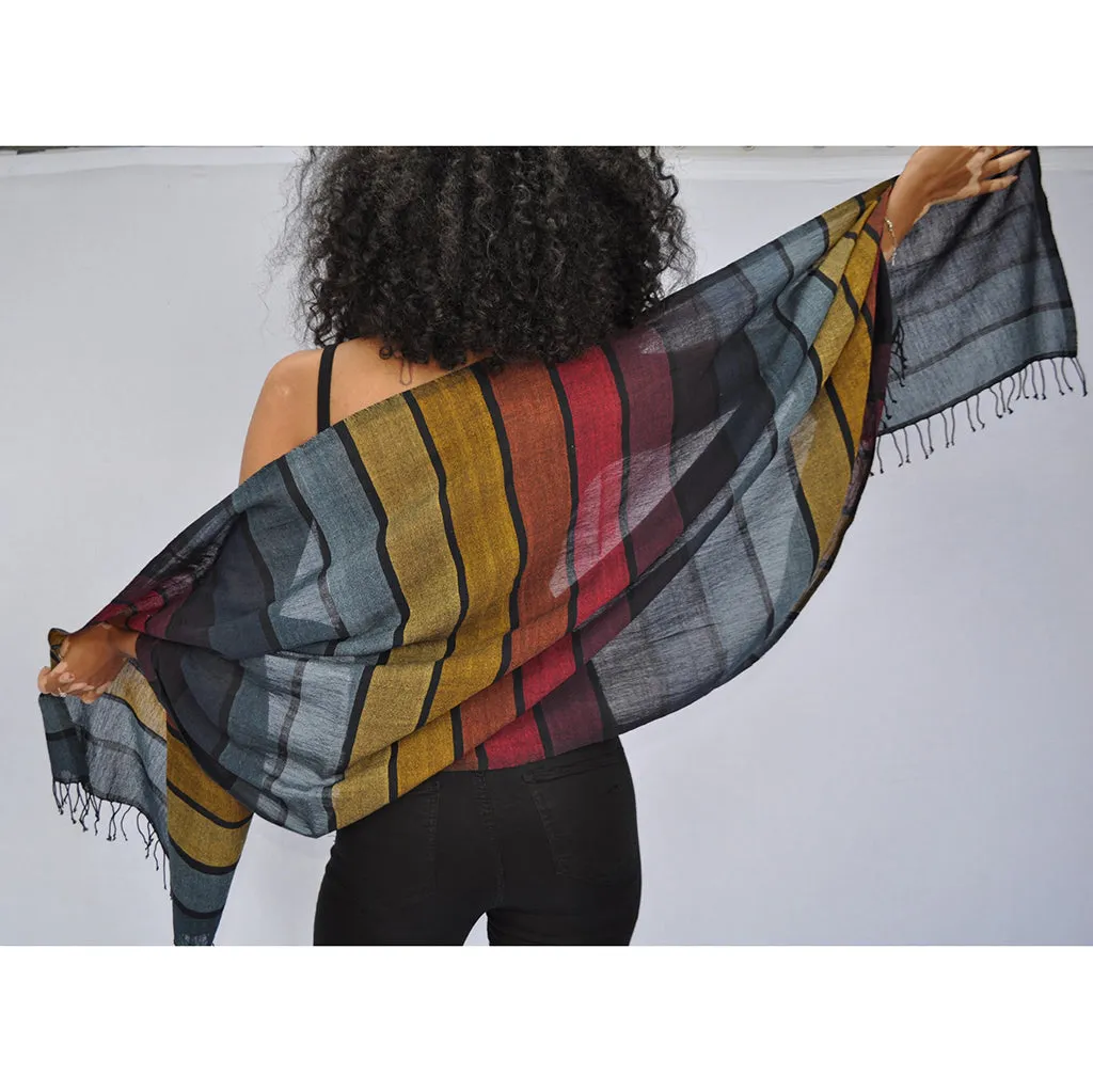 Radiate Joy: Handwoven Rainbow Wrap Scarf (Sustainable, Fair Trade, Vibrant)