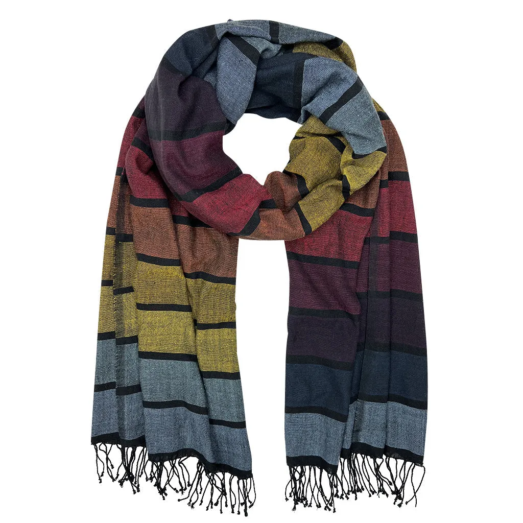 Radiate Joy: Handwoven Rainbow Wrap Scarf (Sustainable, Fair Trade, Vibrant)