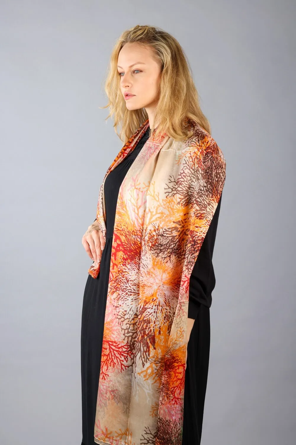 Rainbow Range| Large Silk Scarf Coral Red