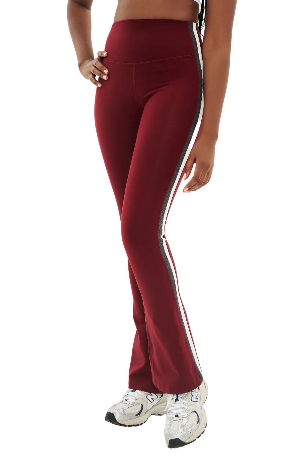 Raquel High Waist Supplex Flare, Bordeaux/H. Grey/White