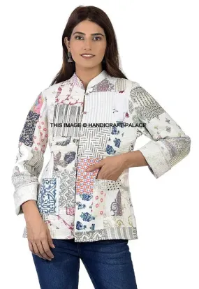 Ravaiyaa - Attitude is everything Women's/Girl Reversible Floral Print Jacket Quilted Cotton Patchwork Coat Blazer Jacket Long Sleeve