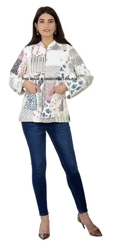 Ravaiyaa - Attitude is everything Women's/Girl Reversible Floral Print Jacket Quilted Cotton Patchwork Coat Blazer Jacket Long Sleeve