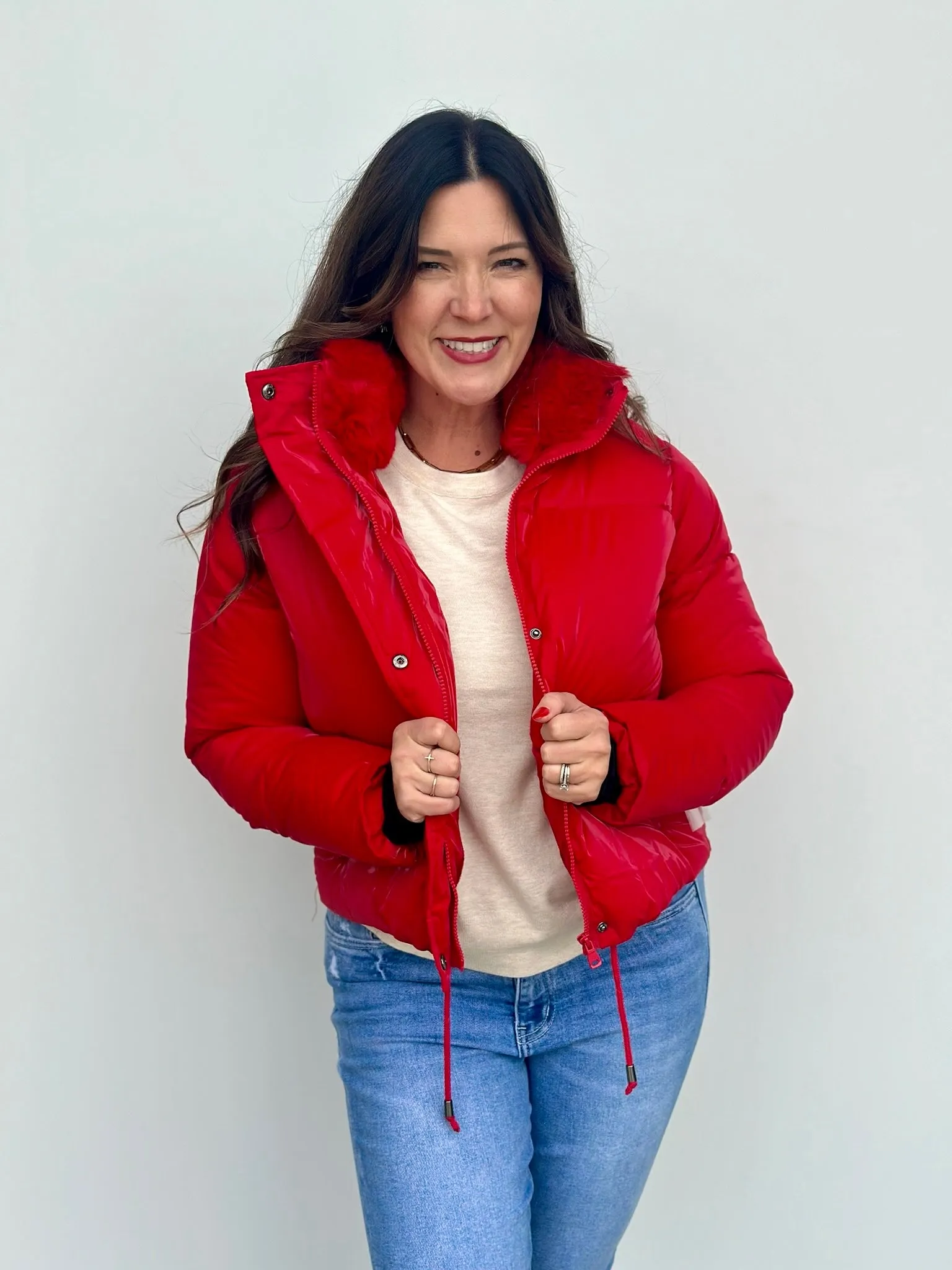 Red Hooded Puffer Coat