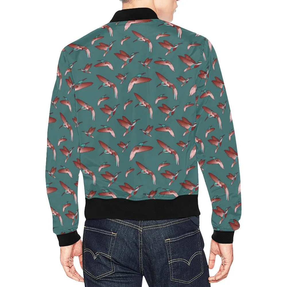 Red Swift Turquoise Bomber Jacket for Men