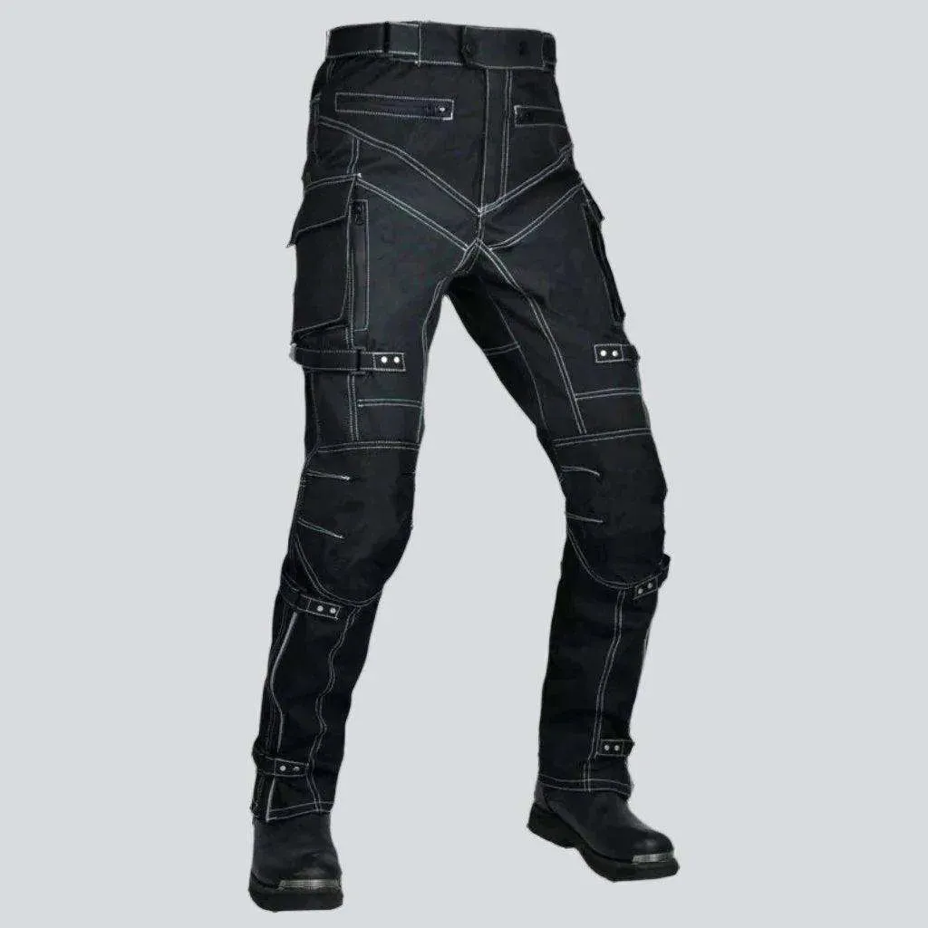 Reflective safely biker denim pants