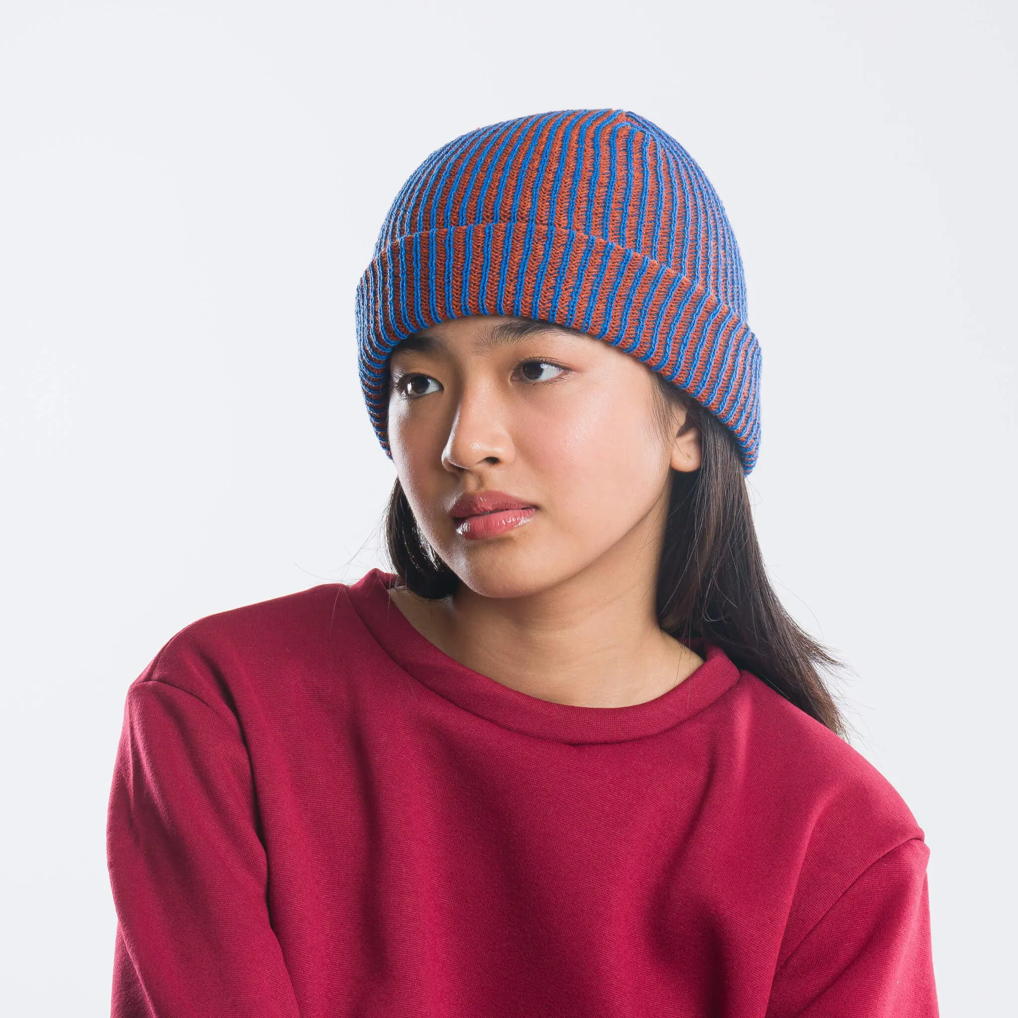 Rib Knit Beanie - Teal Lilac