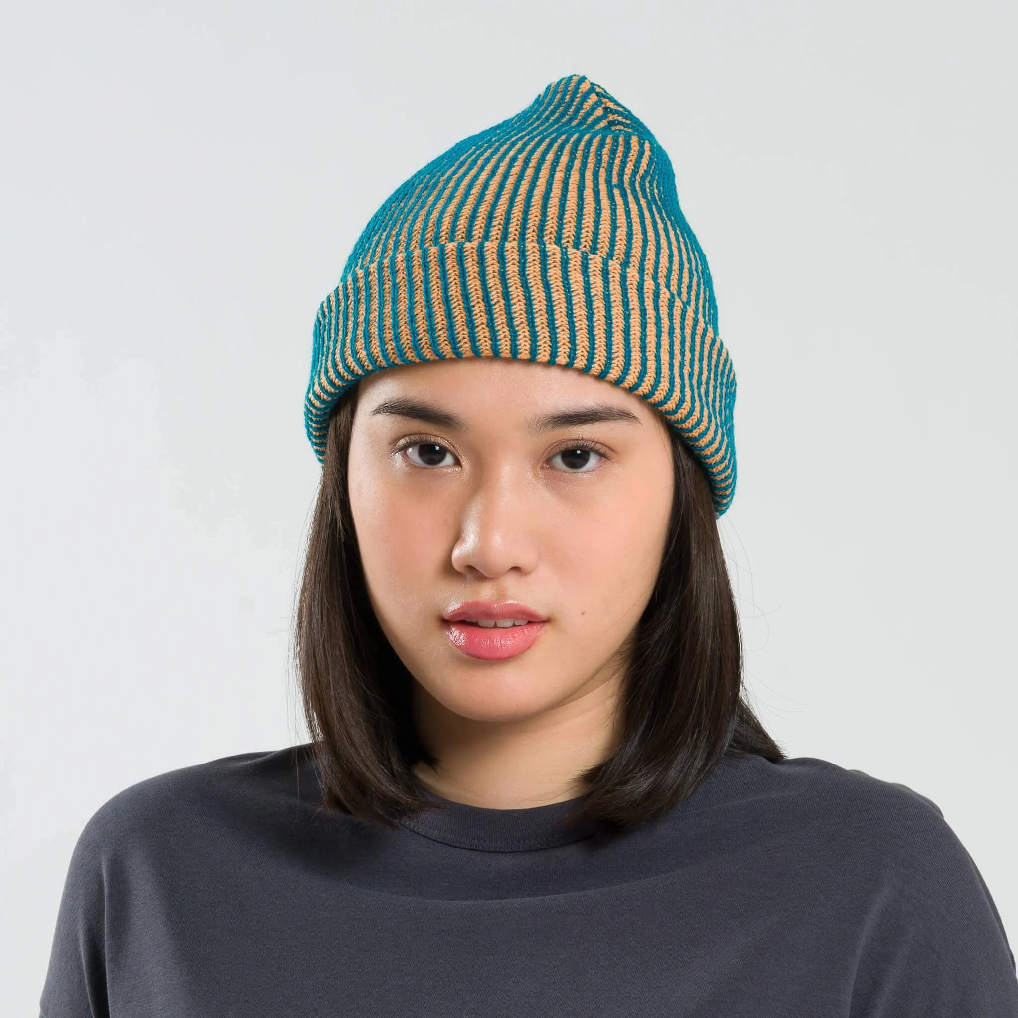 Rib Knit Beanie - Teal Lilac