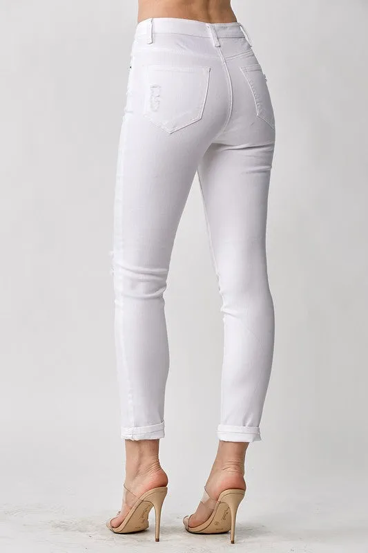 RISEN Jeans - Distressed White Women's Skinny Jeans