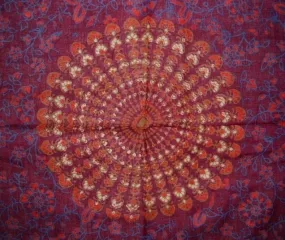 Sanganeer Block Print Scarf Soft Light Cotton 20 x 20 Burgundy