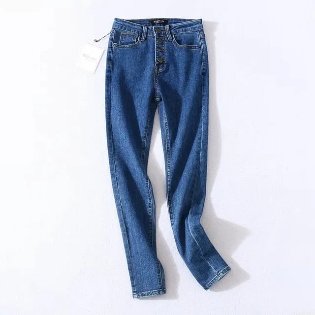 Sarah Four Button High Waist Jeans