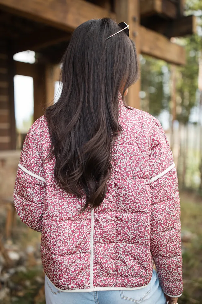 Set Me Free Berry Floral Quilted Jacket SALE