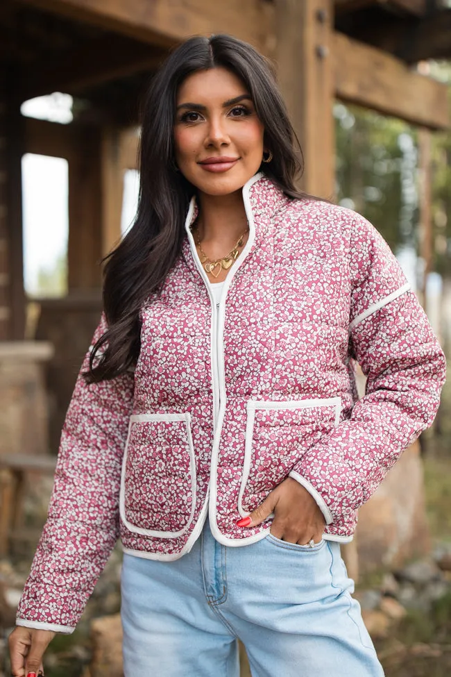 Set Me Free Berry Floral Quilted Jacket SALE